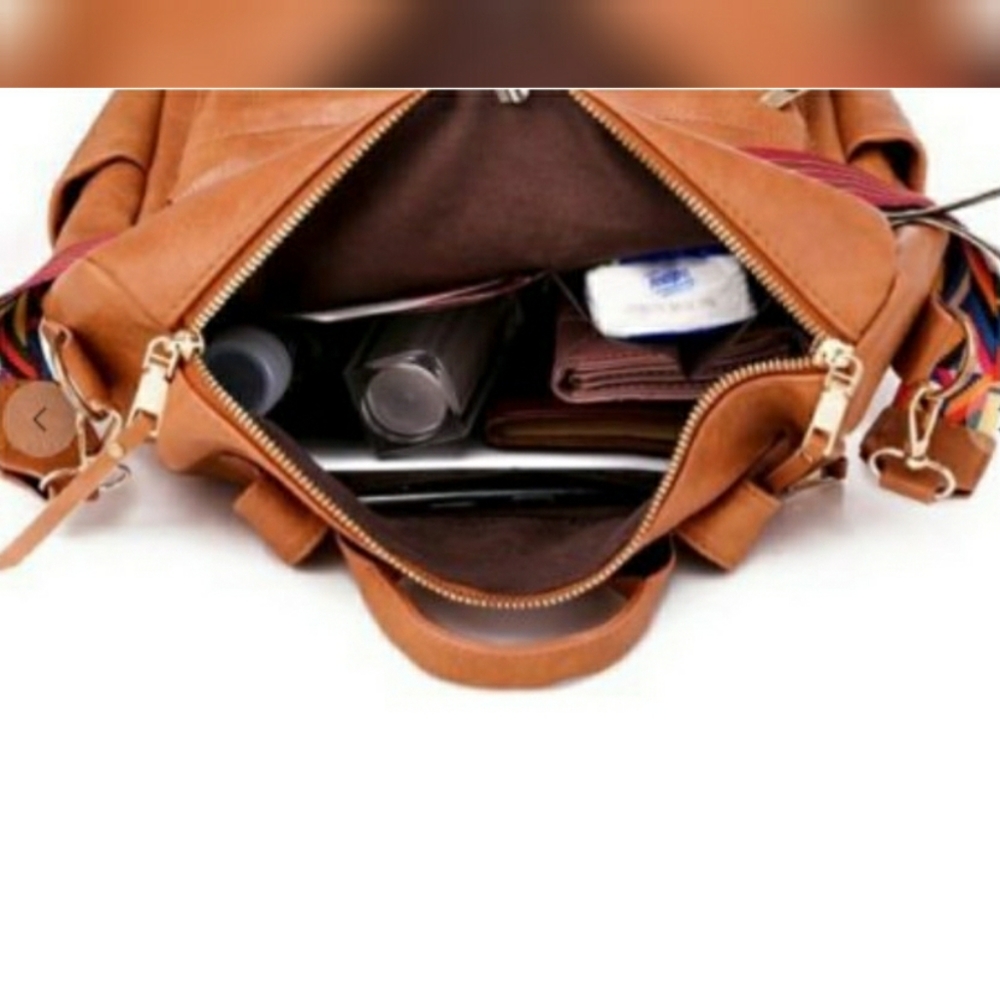 Cognac Convertible Guitar Strap Backpack Purse Bag - Picture 5 of 11